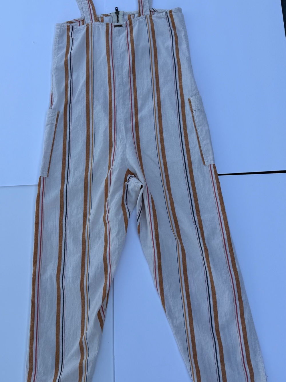 Billabong Cream and Brown Striped Cargo‎ Overalls - Picture 2 of 10